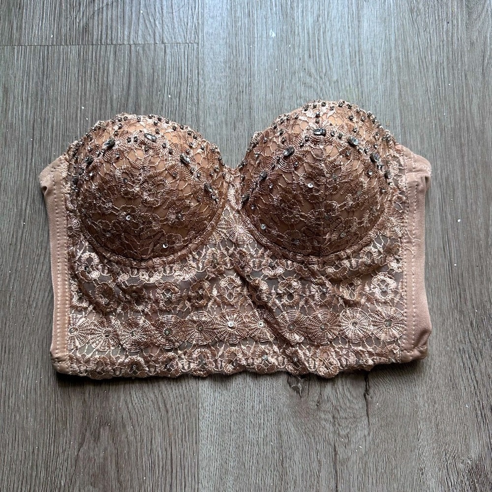 Lace rhinestone bustier / corset .